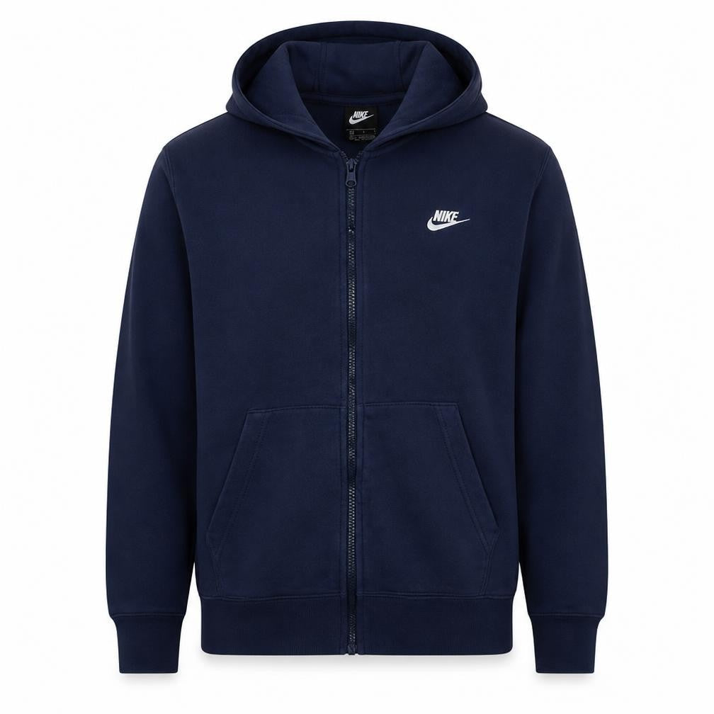 Nike Men's Blue Full Zip Hoodie Size L Fleece Cotton Blend