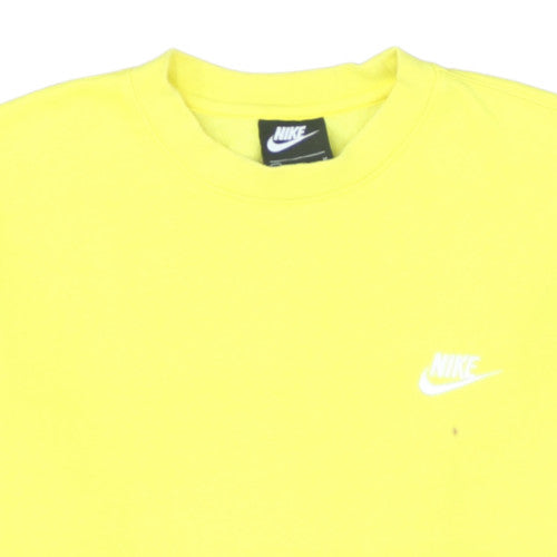 Nike Women Yellow Cotton Blend Crew Neck Pullover Sweatshirt M