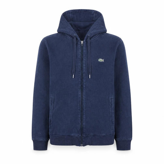 Lacoste Sport Womens Navy Full Zip Hoodie Size L Cotton Blend