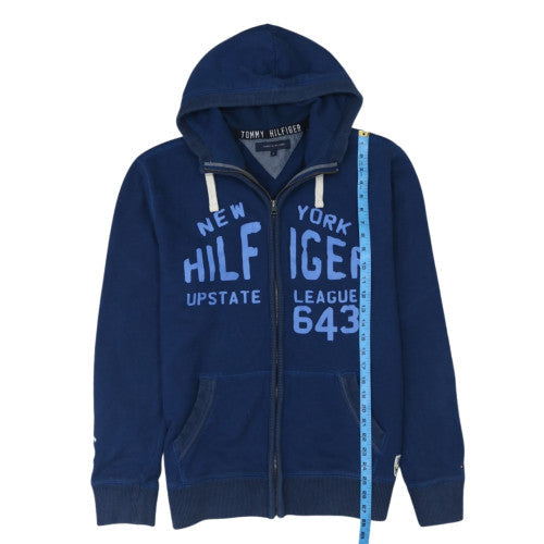 Tommy Hilfiger Men's Blue Full Zip Hoodie L Logo Sportswear