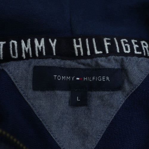 Tommy Hilfiger Men's Blue Full Zip Hoodie L Logo Sportswear