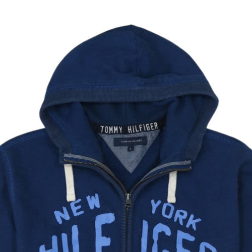Tommy Hilfiger Men's Blue Full Zip Hoodie L Logo Sportswear
