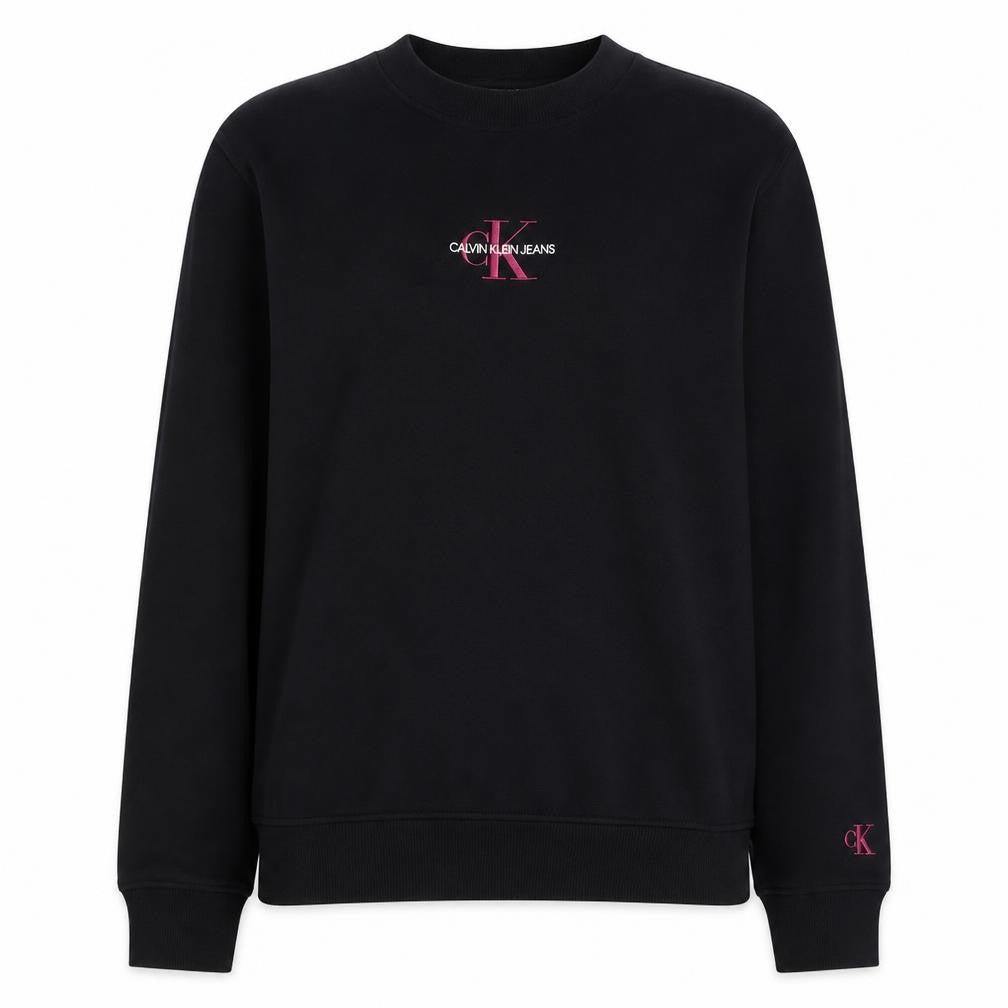 Calvin Klein Jeans Women Black L Sweatshirt Logo Cotton Crew Neck