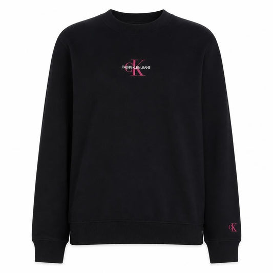 Calvin Klein Jeans Women Black L Sweatshirt Logo Cotton Crew Neck