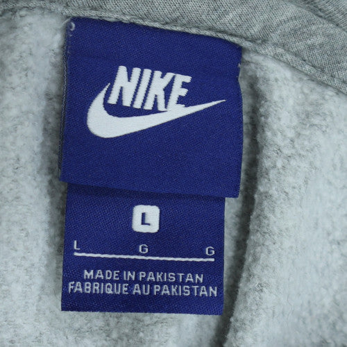 Nike Men's Grey Pullover Hoodie L Fleece Logo Sweatshirt