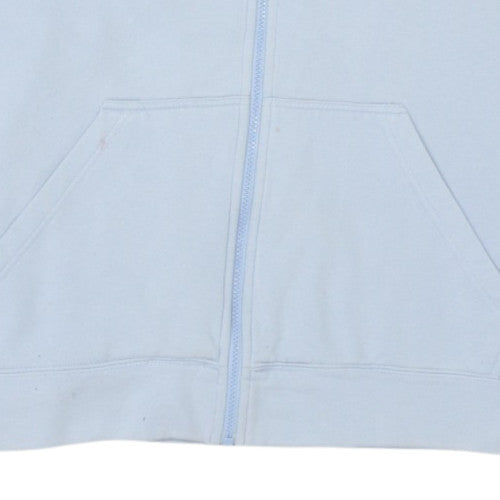 Tommy Hilfiger Women Blue Full Zip Hoodie USA Logo M Cotton Blend