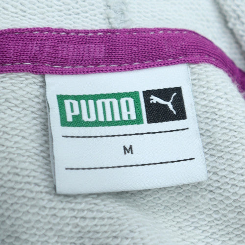 Puma Women's Grey Hoodie M Medium Pink Logo Pullover Casual