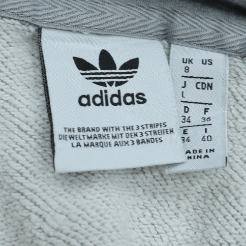 Adidas Women Grey Pullover Hoodie Lined Cotton Blend Size 8