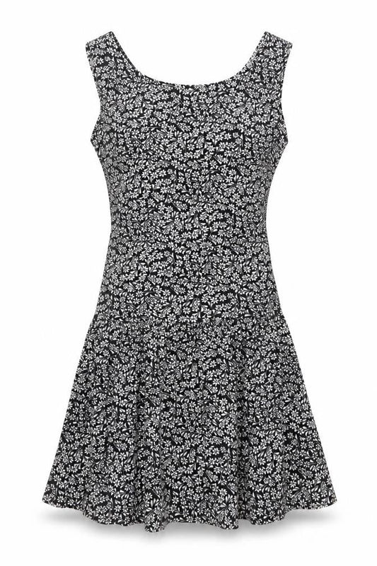South Beach Womens Black Floral Cut Out Skater Dress M