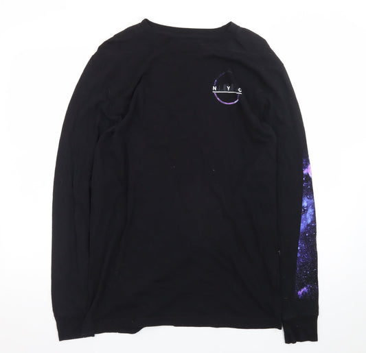 Urban Pipeline Men's Black NYC Space Print Long Sleeve T-Shirt Size M
