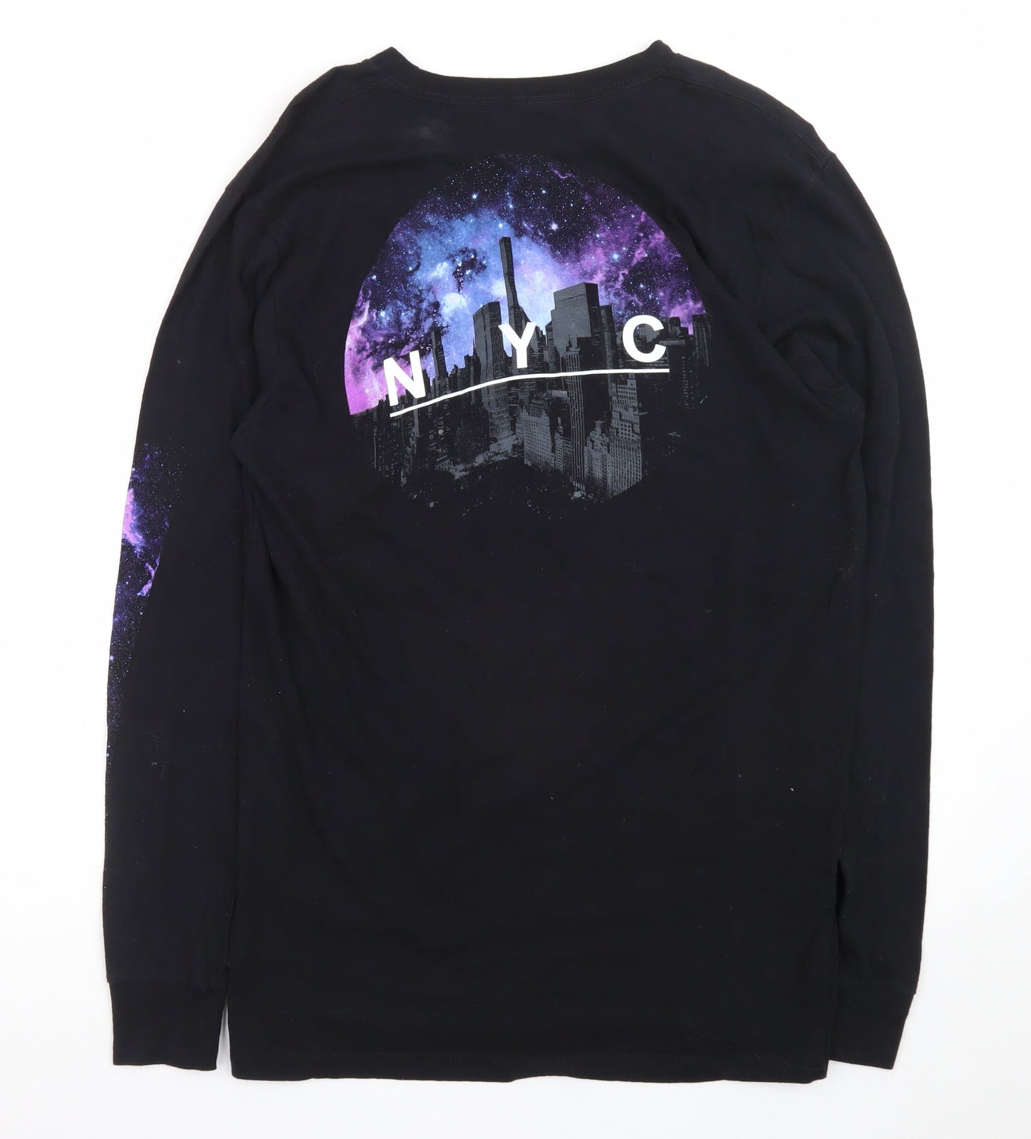 Urban Pipeline Men's Black NYC Space Print Long Sleeve T-Shirt Size M