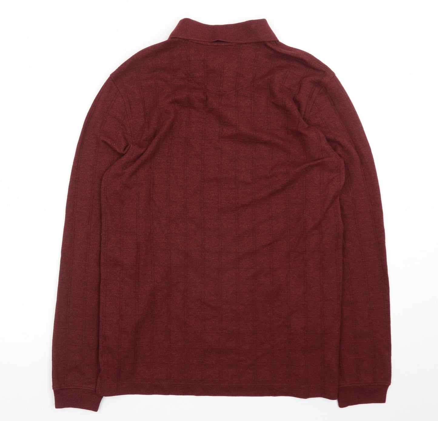 Van Heusen Men's Red Long Sleeve Cotton Polo Shirt Size S