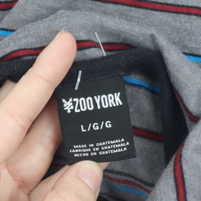 Zoo York Men's Grey Striped Sleeveless T-Shirt Size L