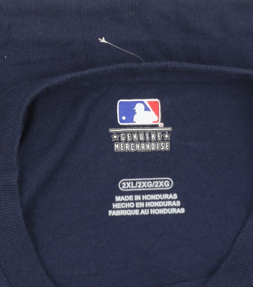 MLB Genuine Merchandise Men's Navy Brewers T-Shirt 2XL Cotton Short Sleeve