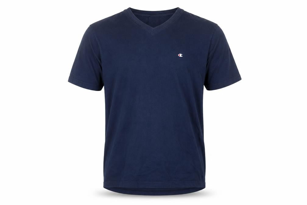 Champion Men's Blue 2XL V-Neck Cotton Short Sleeve T-Shirt