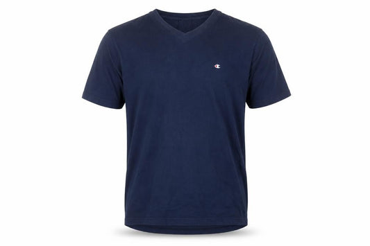 Champion Men's Blue 2XL V-Neck Cotton Short Sleeve T-Shirt
