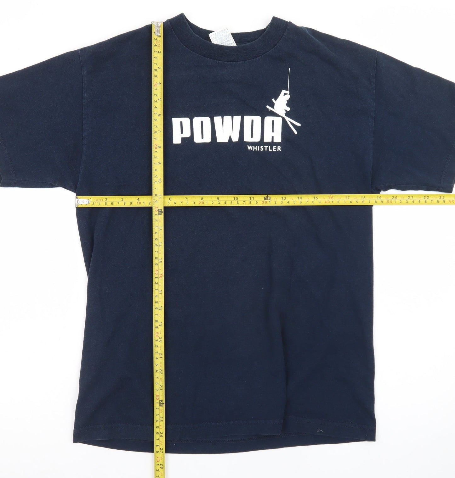 Alstyle Men’s Navy Blue POWDA Whistler Ski Graphic T-Shirt Size M