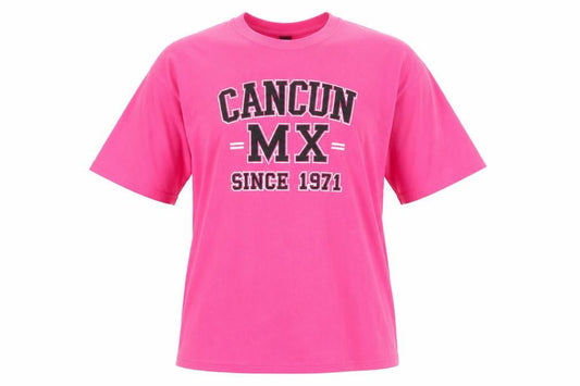 M&O Gold Women's Pink Cancun MX Print Cotton T-Shirt XL