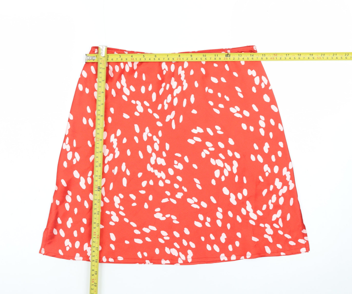 Topshop Women Red White A-Line Knee Length Skirt Size 10