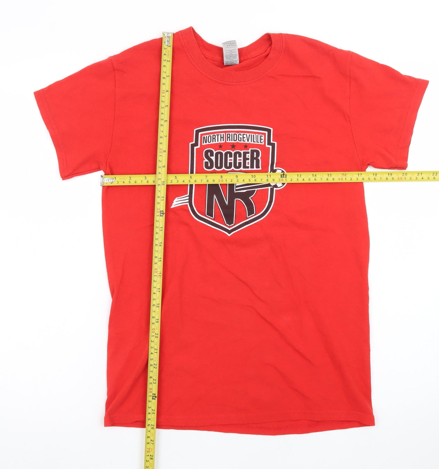 Gildan Men's Red North Ridgeville Soccer T-Shirt Small Sports Style
