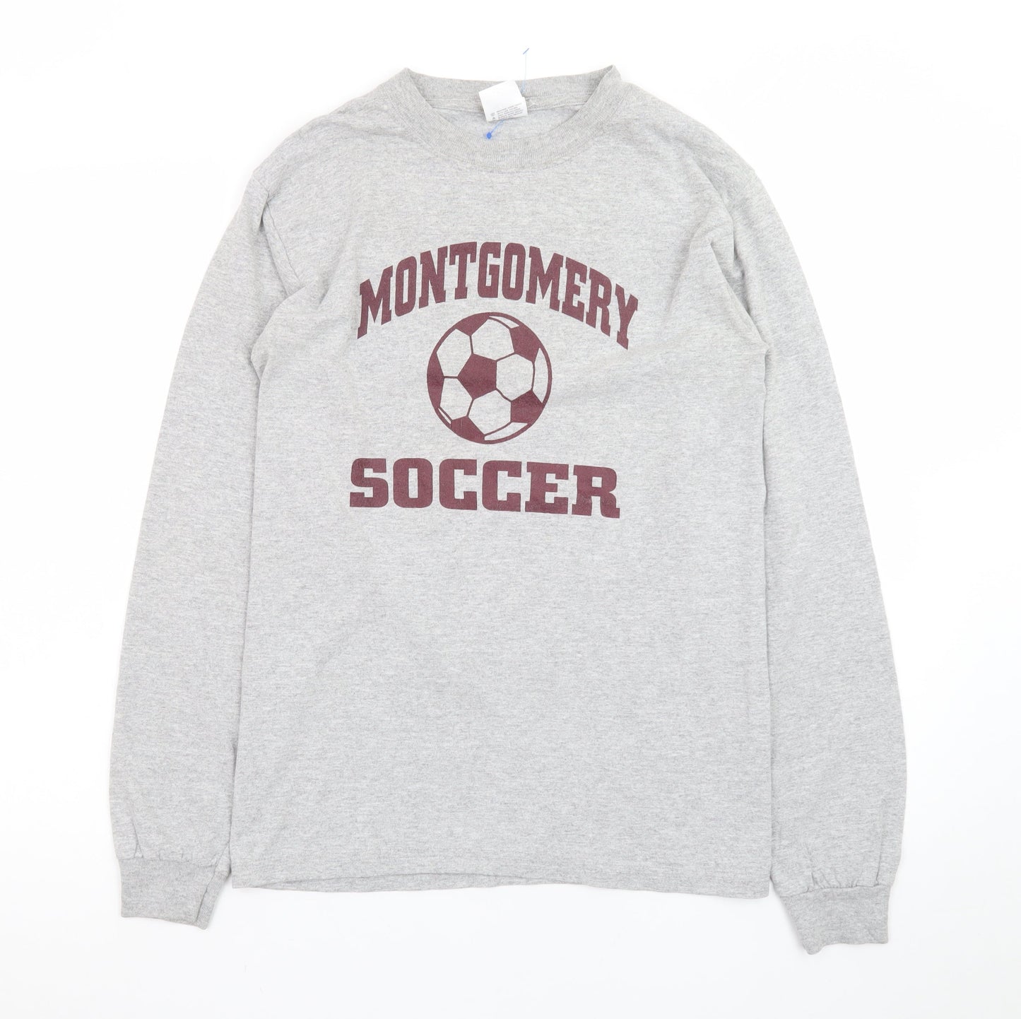 Anvil Men's Grey Long Sleeve Montgomery Soccer T-Shirt Small