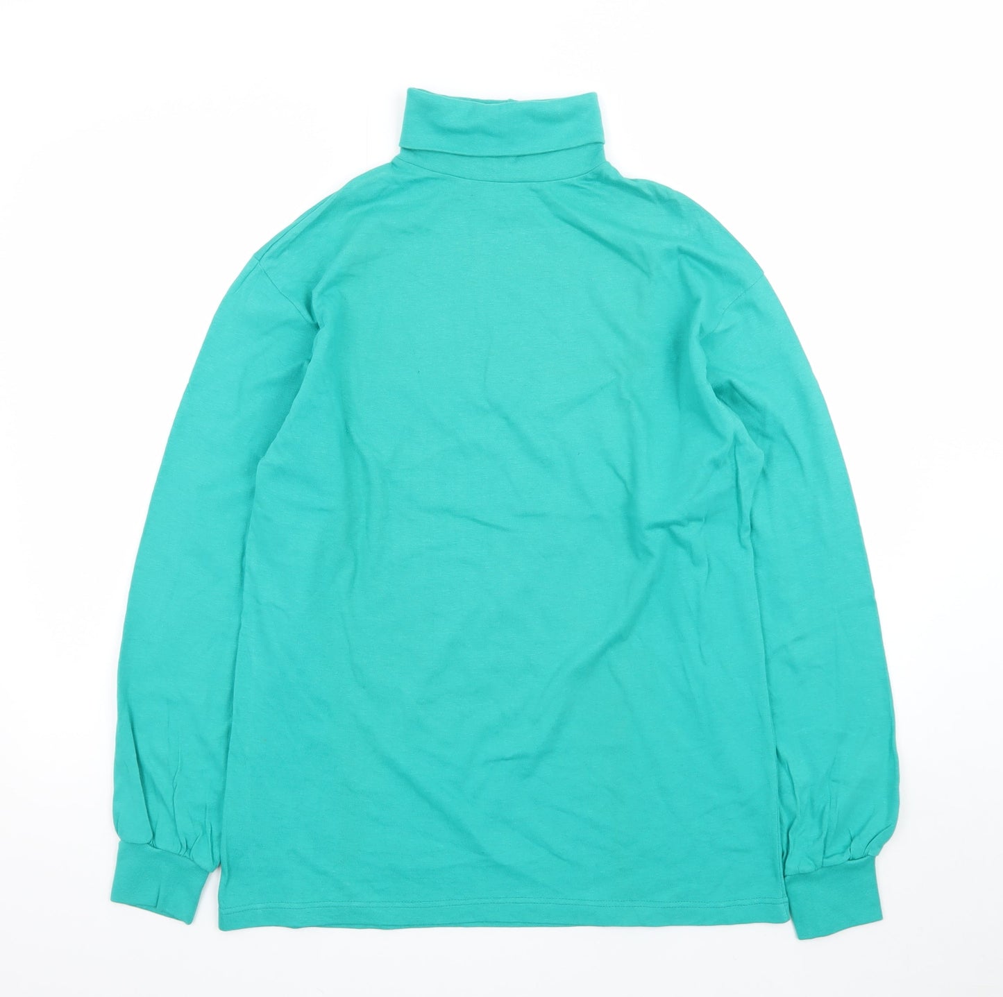 Hanes Women's Green Roll Neck Long Sleeve Cotton Jersey Top M