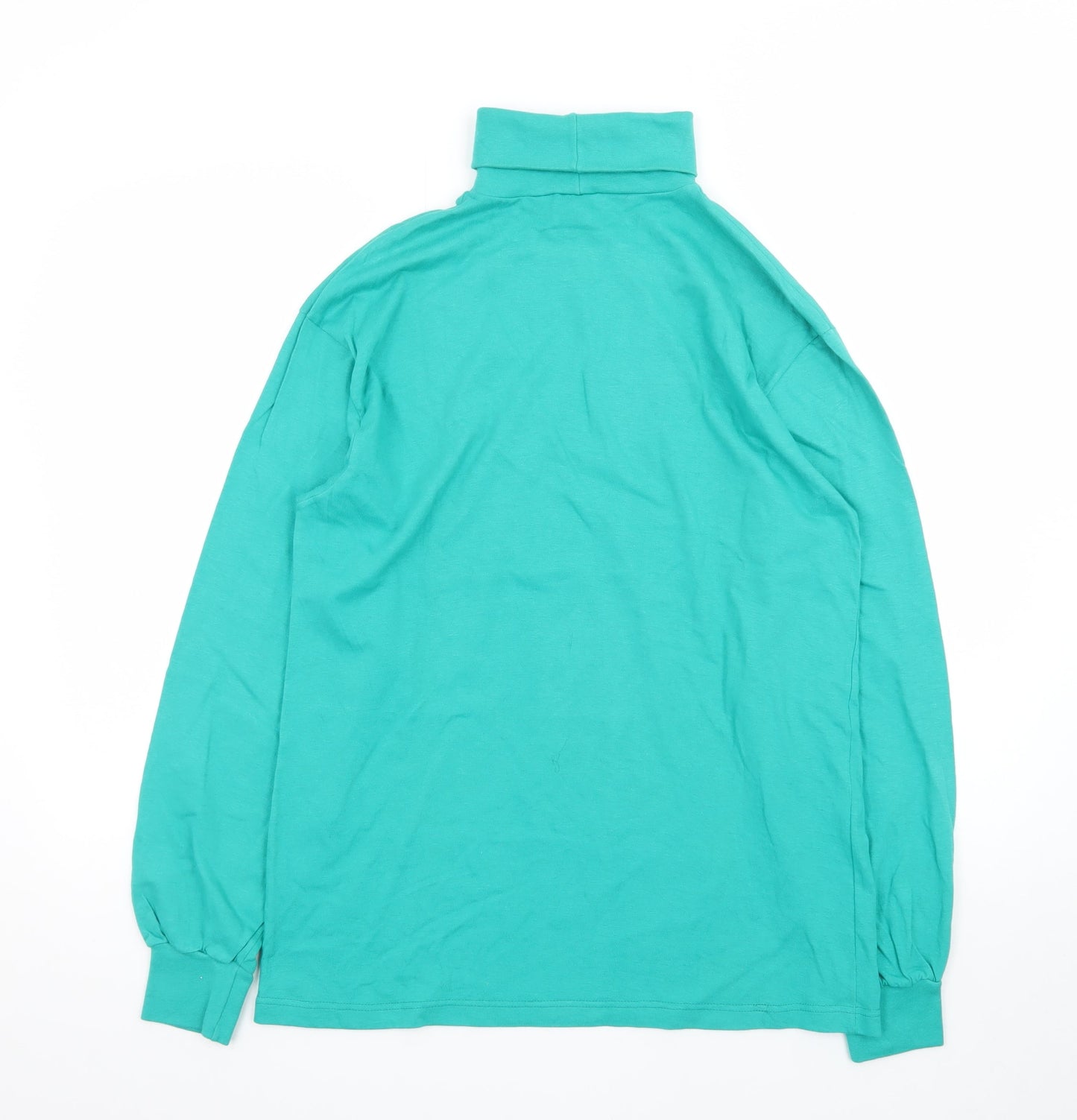 Hanes Women's Green Roll Neck Long Sleeve Cotton Jersey Top M