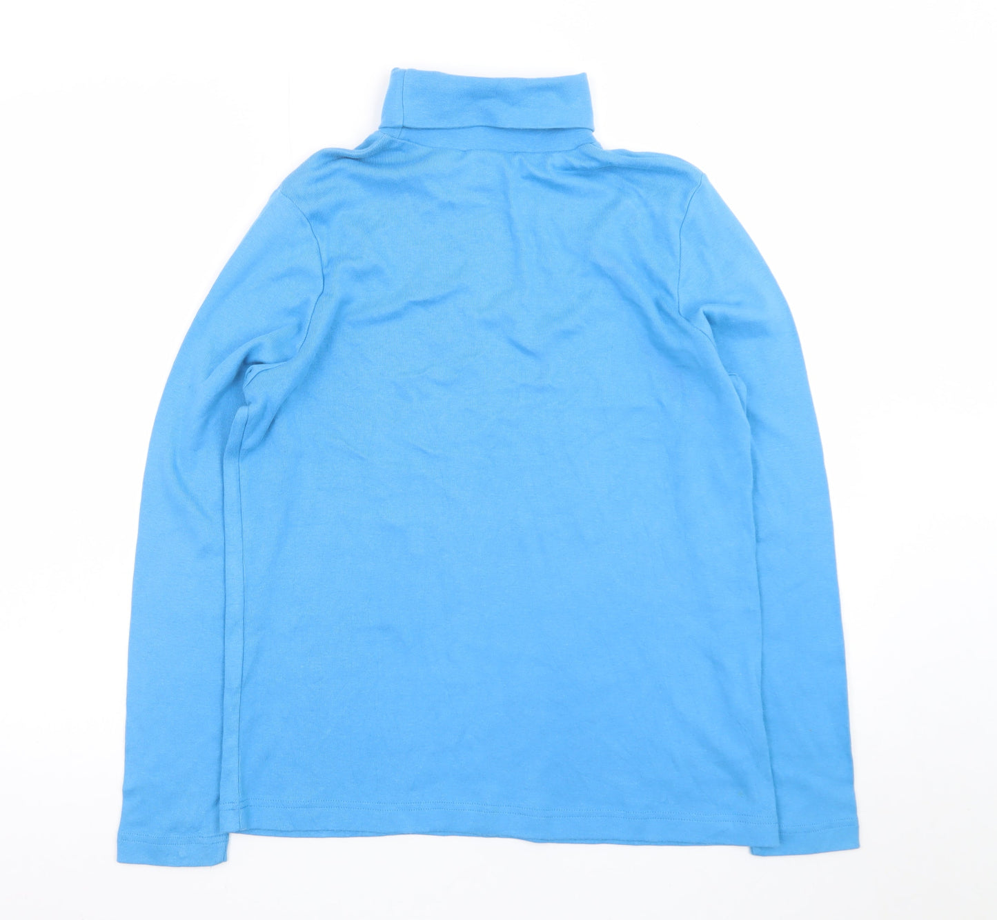 KR Essentials Womens Blue Cotton Petite Roll Neck Long Sleeve Top M