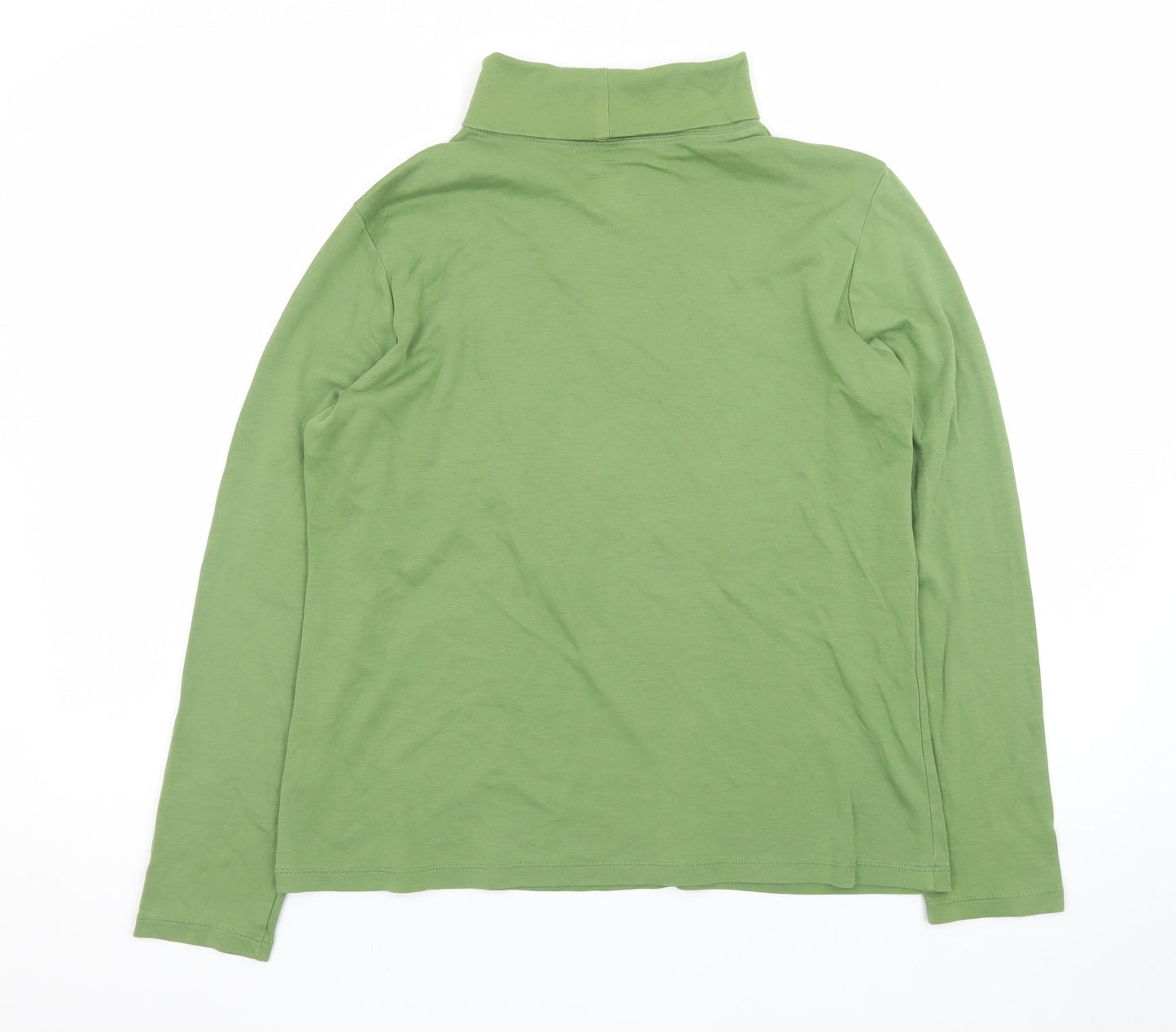 L.L. Bean Women's Green Roll Neck Long Sleeve Cotton Top M