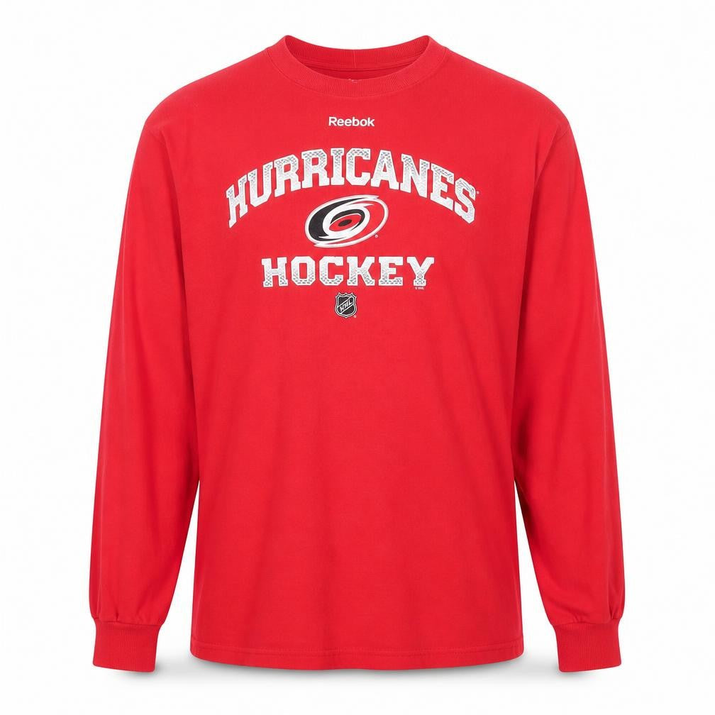 Reebok Men's Red Long Sleeve Hurricanes Hockey T-Shirt M