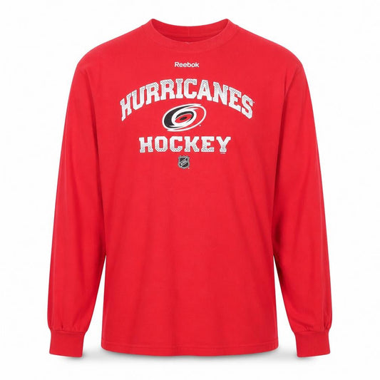 Reebok Men's Red Long Sleeve Hurricanes Hockey T-Shirt M