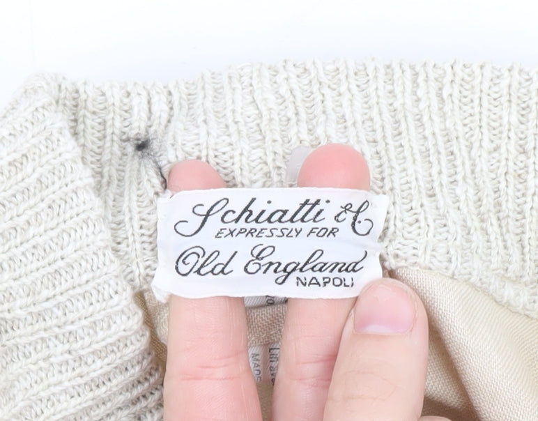Schiatti & C Old England Napoli Men's Beige XL Linen Cotton Knit Cardigan