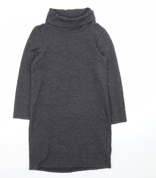 Warehouse Women’s Grey Knit Roll Neck Shift Dress Size 10