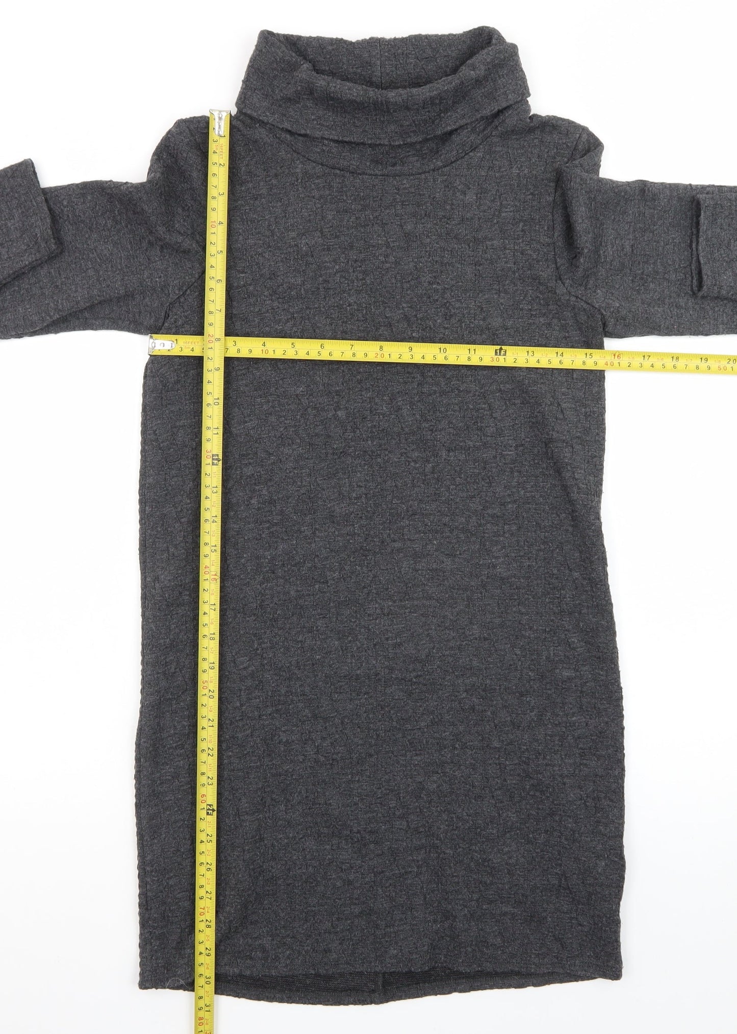 Warehouse Women’s Grey Knit Roll Neck Shift Dress Size 10