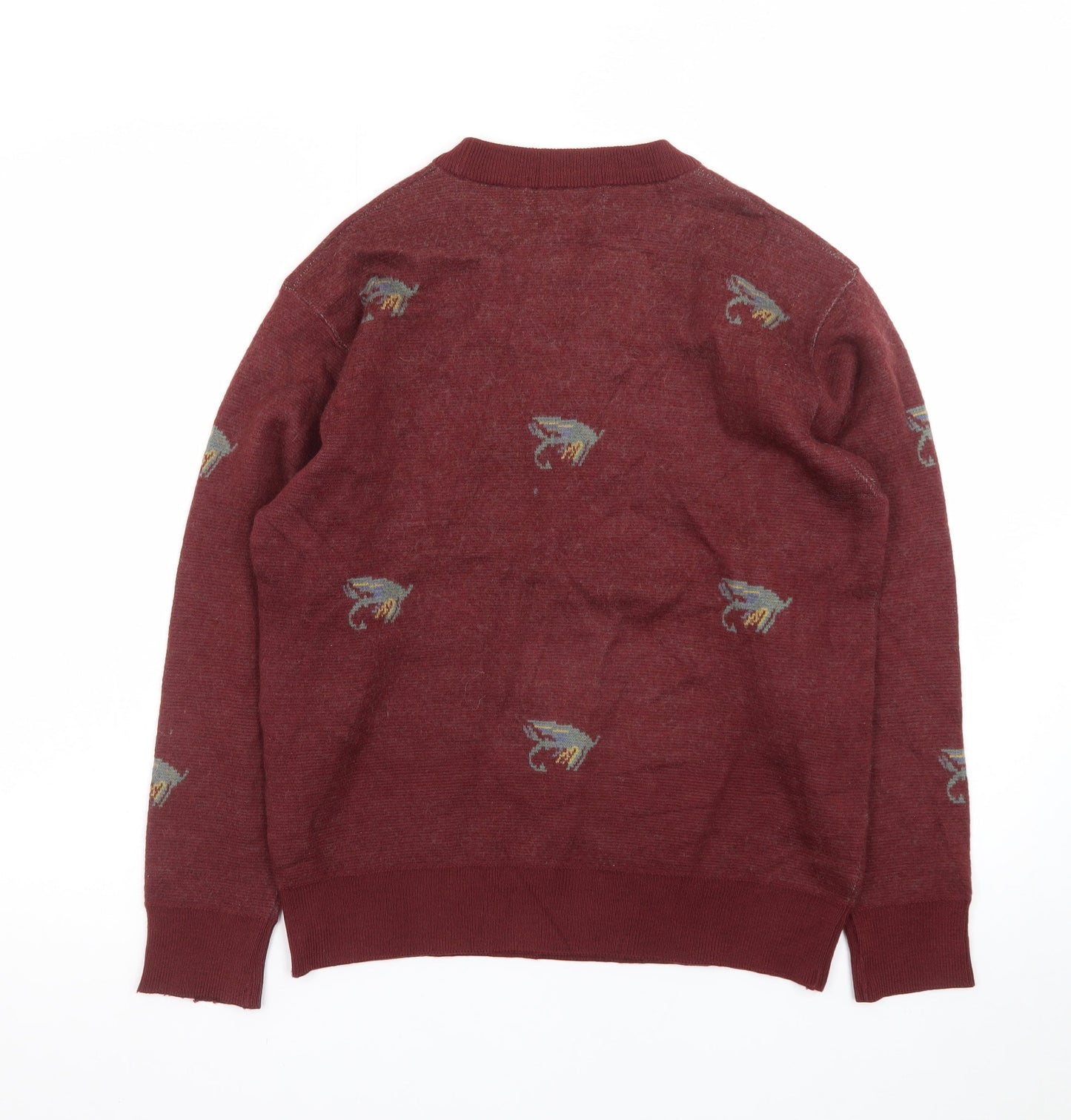Golden Bear Men’s Red Wool Animal Knit Pullover Jumper L