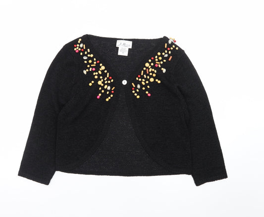 J. Marco Women's Black Beaded Knit Cardigan Size S