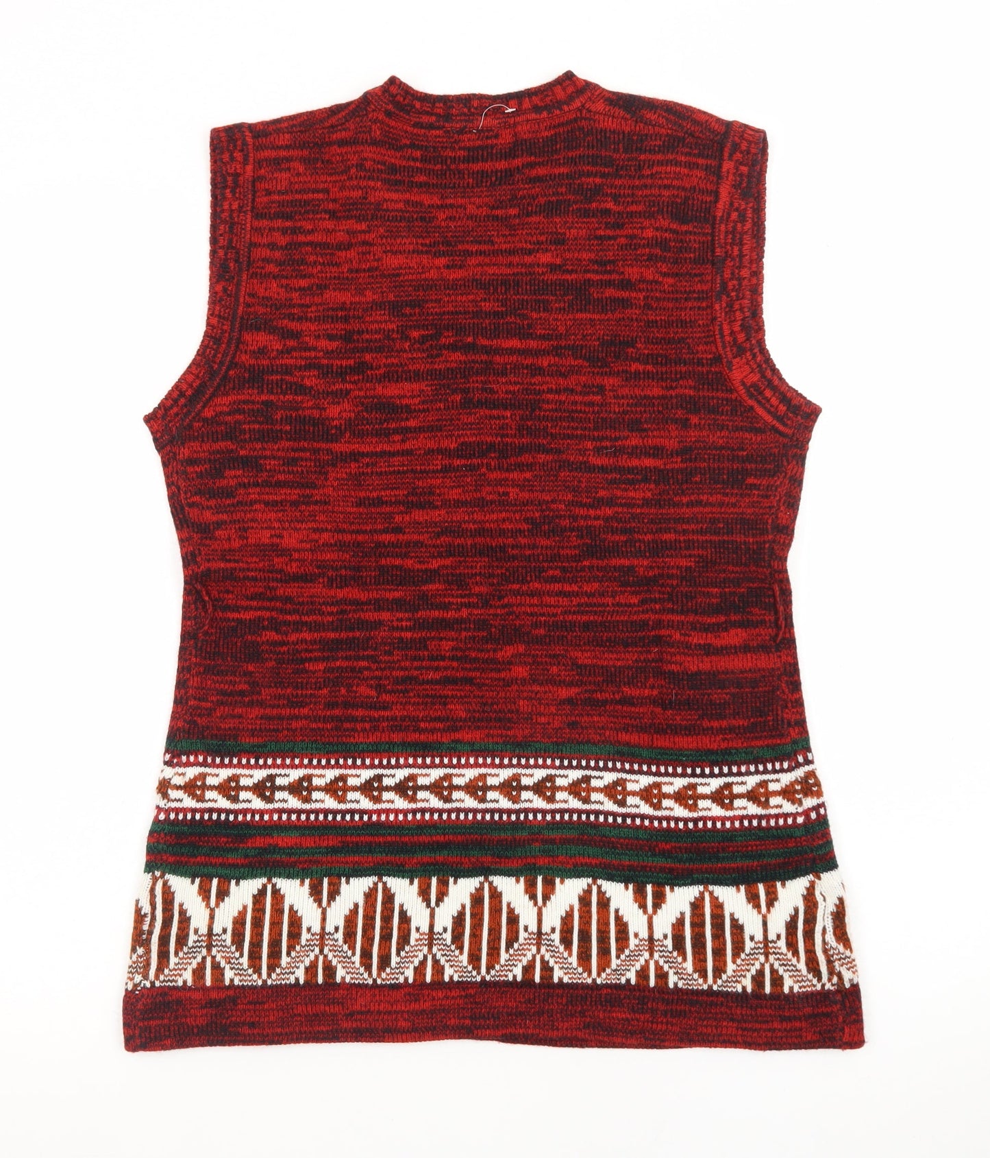 Kmart Men’s Red Fair Isle Knit Sleeveless Vest Jumper Size L