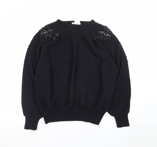 Marks and Spencer Women’s Black Beaded Knit Jumper Size 14/16
