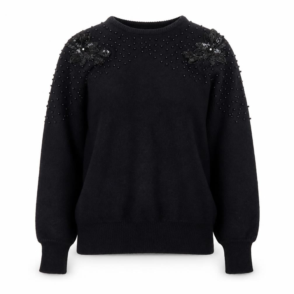 Marks & Spencer Women’s Black Beaded Knit Jumper Size 14/16