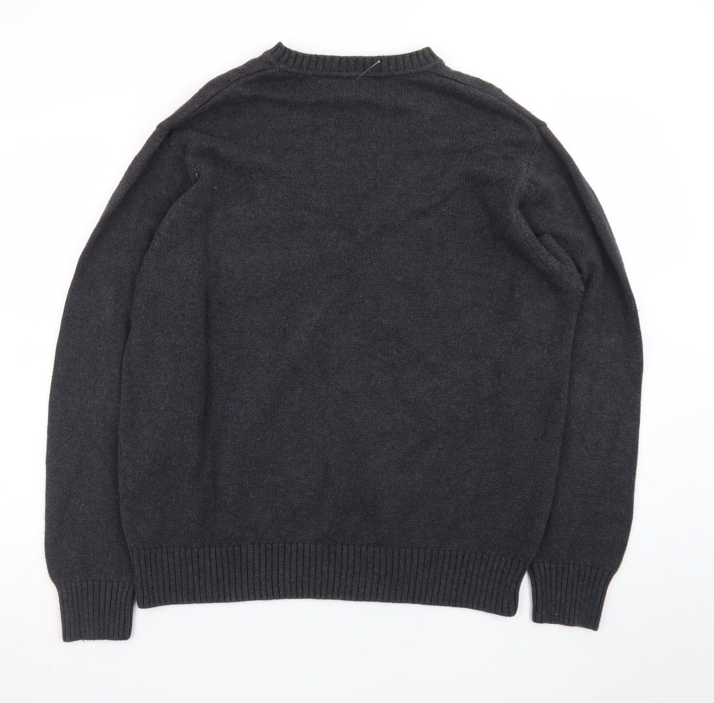 Dockers Men’s Grey Argyle Cotton Jumper XL Crew Neck Sweater