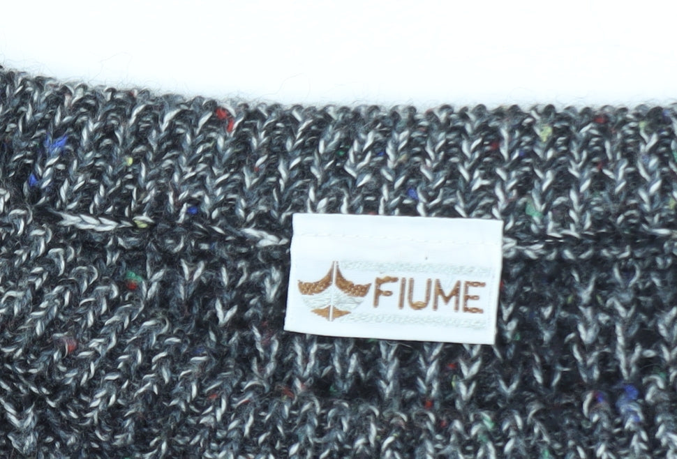 Fiume Men's Grey Argyle Wool Blend Chunky Knit Pullover Jumper XL