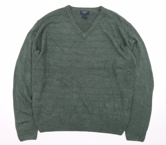 Dockers Men Green Acrylic V-Neck Pullover Jumper Size L