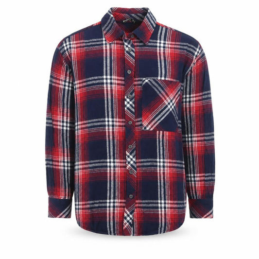Stradivarius Mens Red Plaid Flannel Button-Up Shirt Size S