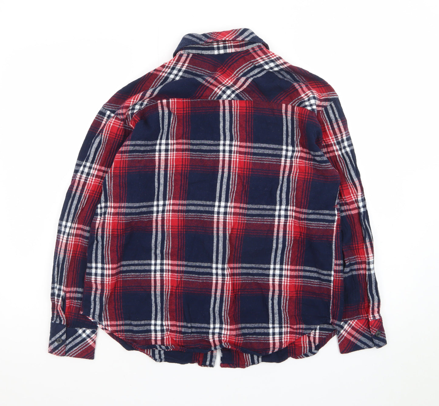 Stradivarius Mens Red Plaid Flannel Button-Up Shirt Size S