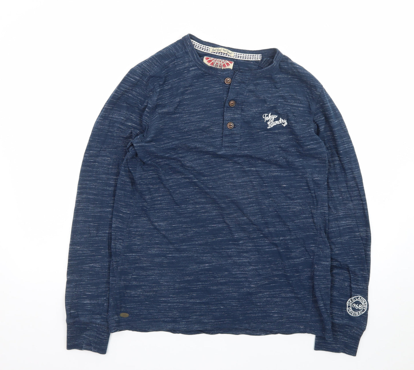 Tokyo Laundry Men's Blue Henley Long Sleeve T-Shirt Size M