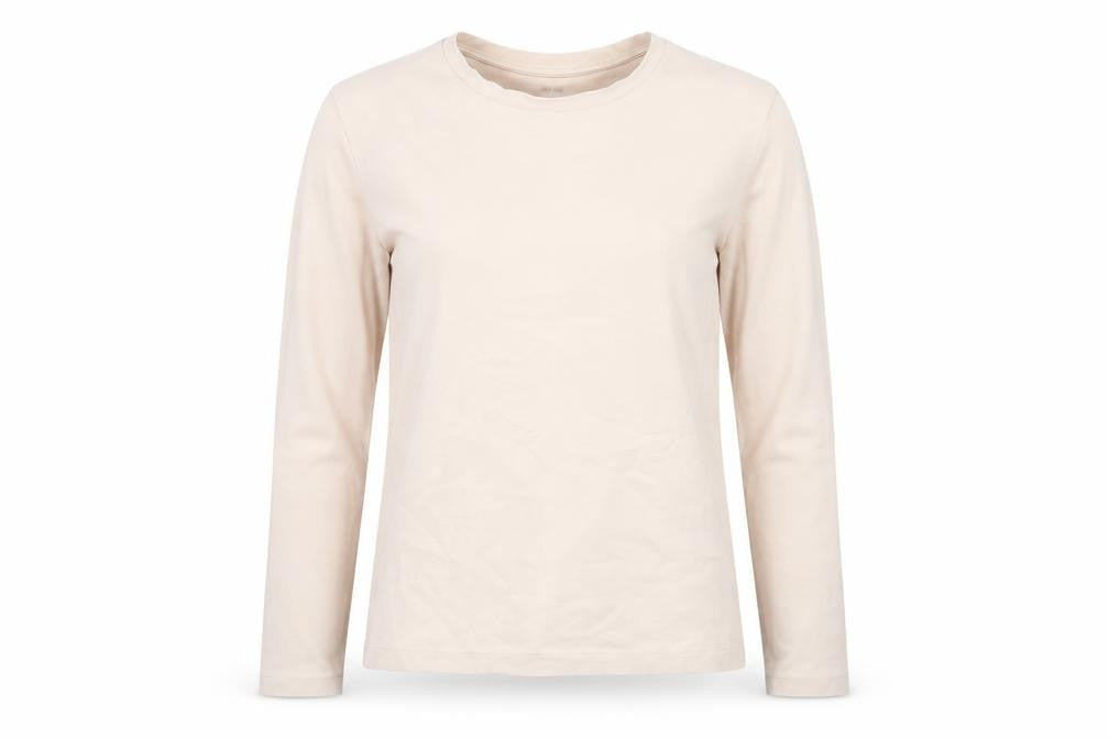 Uniqlo Women's Beige Long Sleeve Cotton Stretch T-Shirt Size S