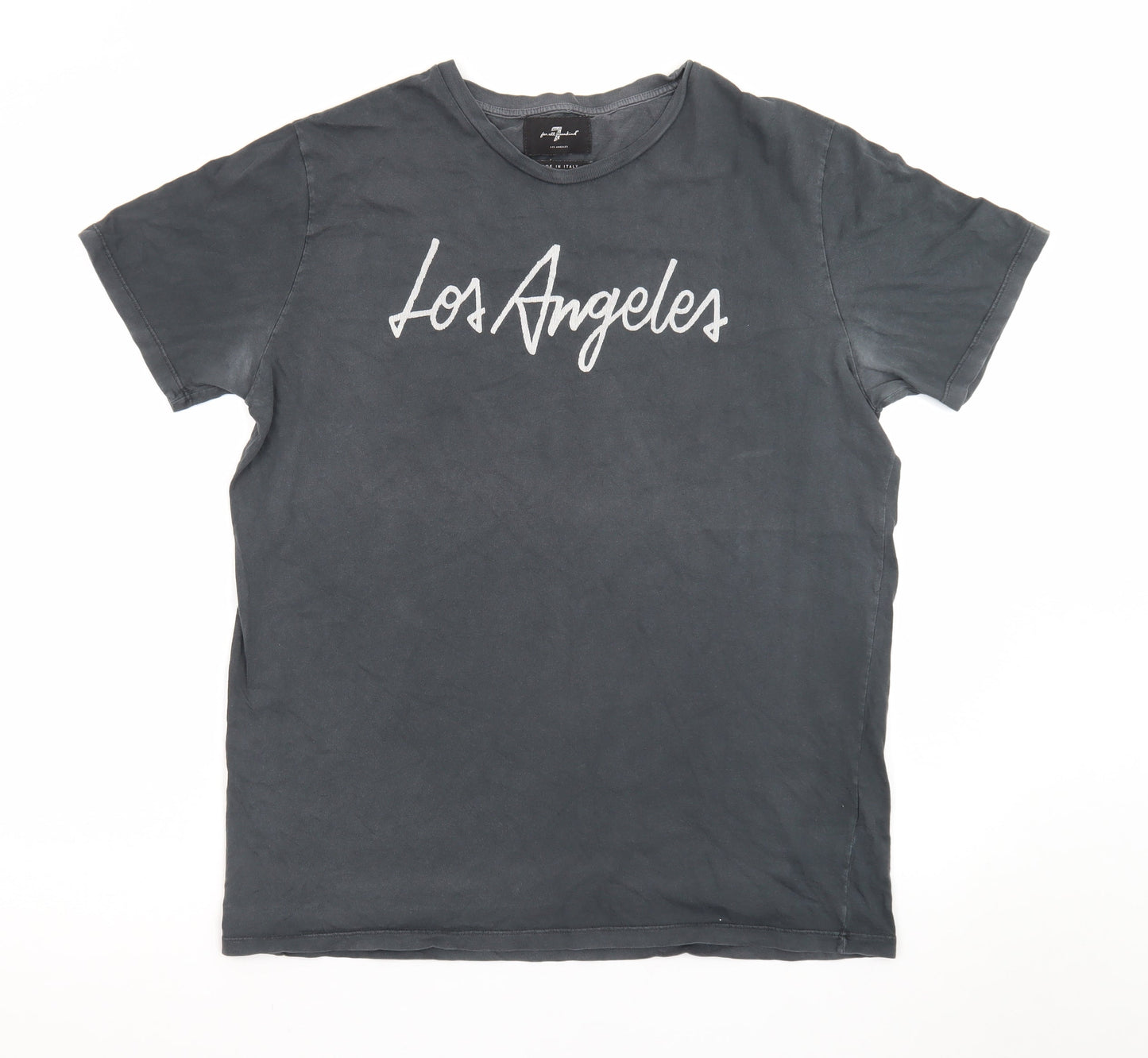 7 For All Mankind Men's Grey Los Angeles Cotton T-Shirt Size L