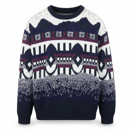 Todays News Mens Multicoloured M Geometric Chunky Knit 80s Jumper
