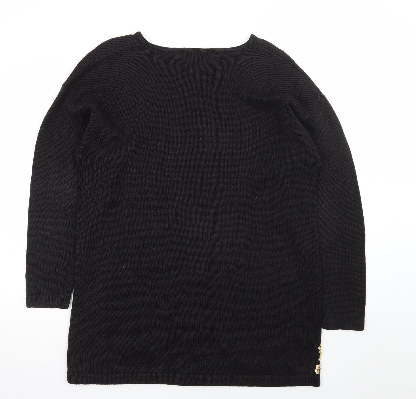 Trimmings Women's Black Sequin Embellished Knit Jumper Medium
