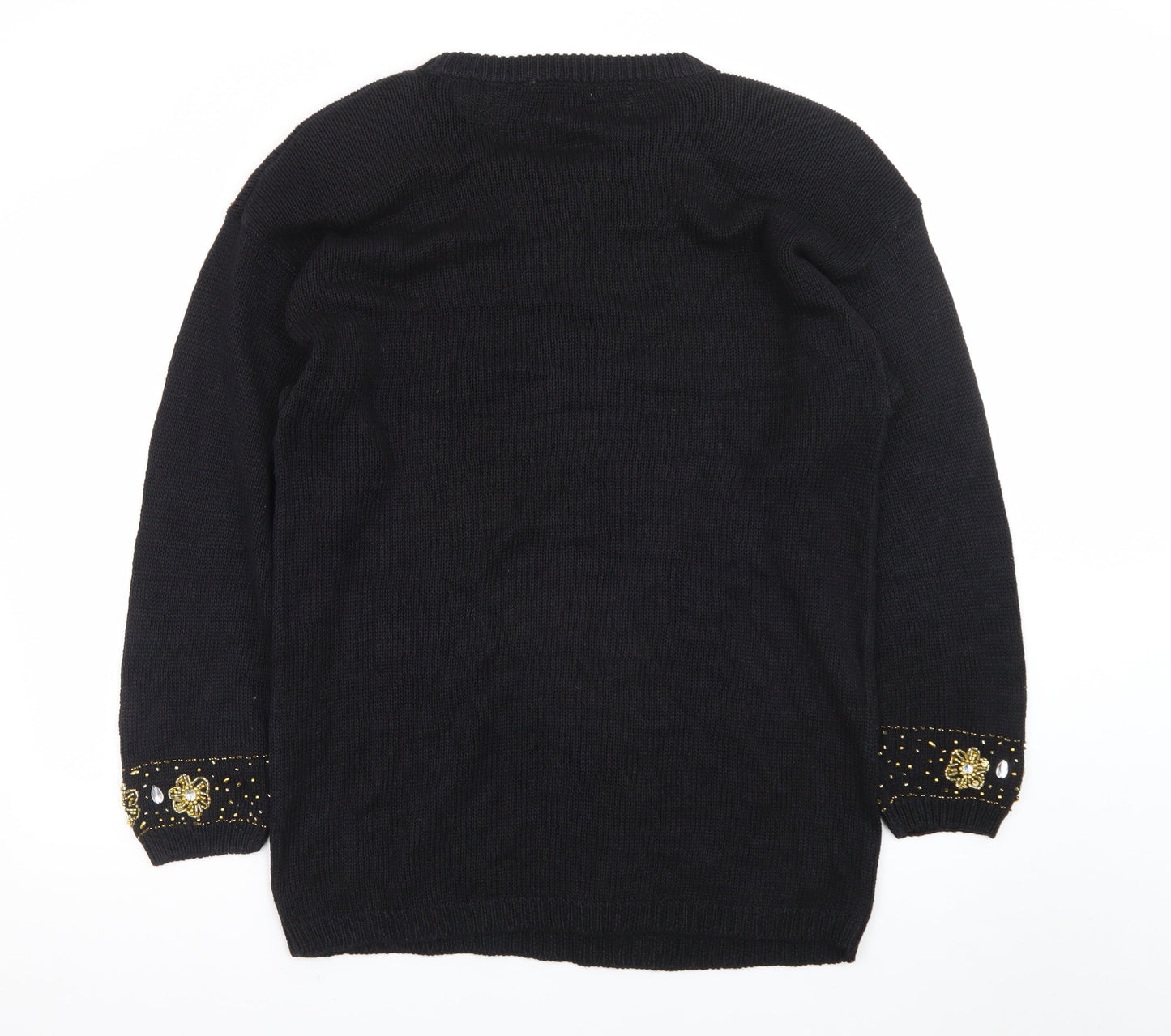 Accessory Lady Women's Black Beaded Knit Shift Dress L Vintage